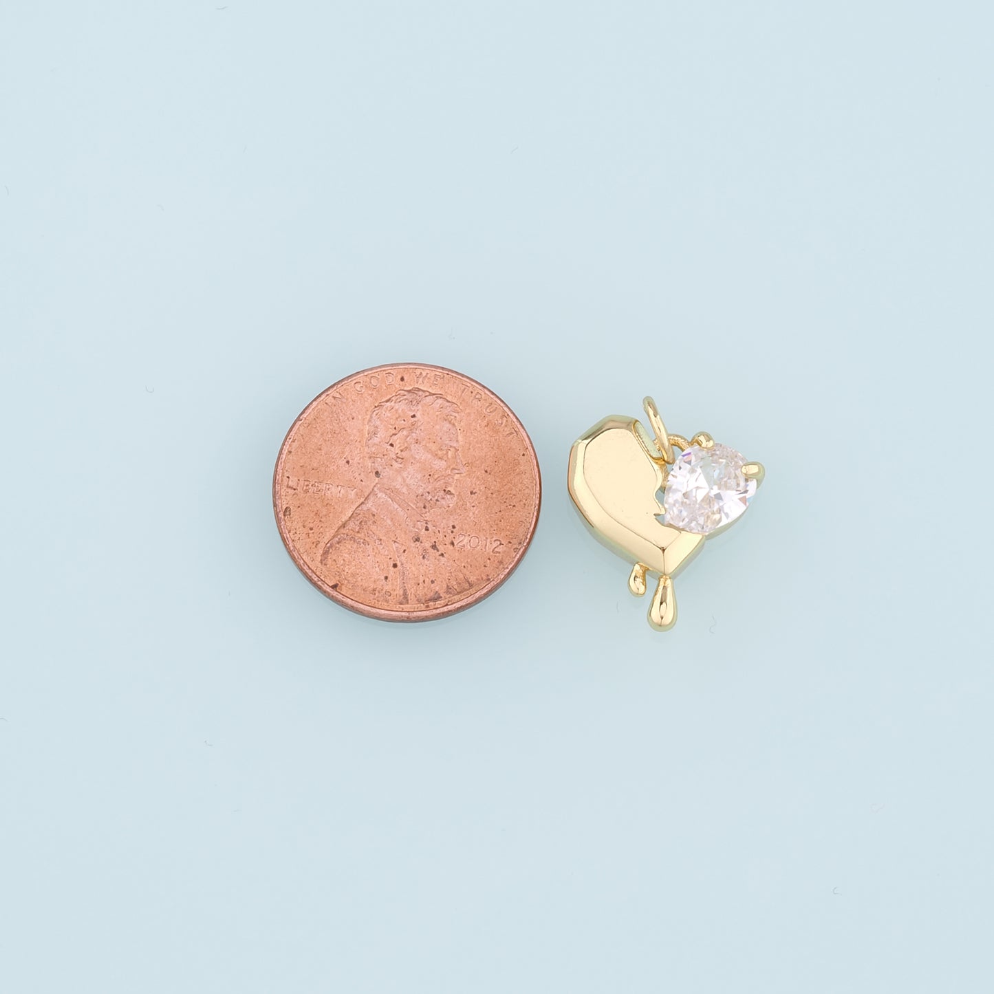 18K Gold Filled Heart Pendant,Crystal Heart Charm Bracelet Necklace for DIY Jewelry Making Supply
