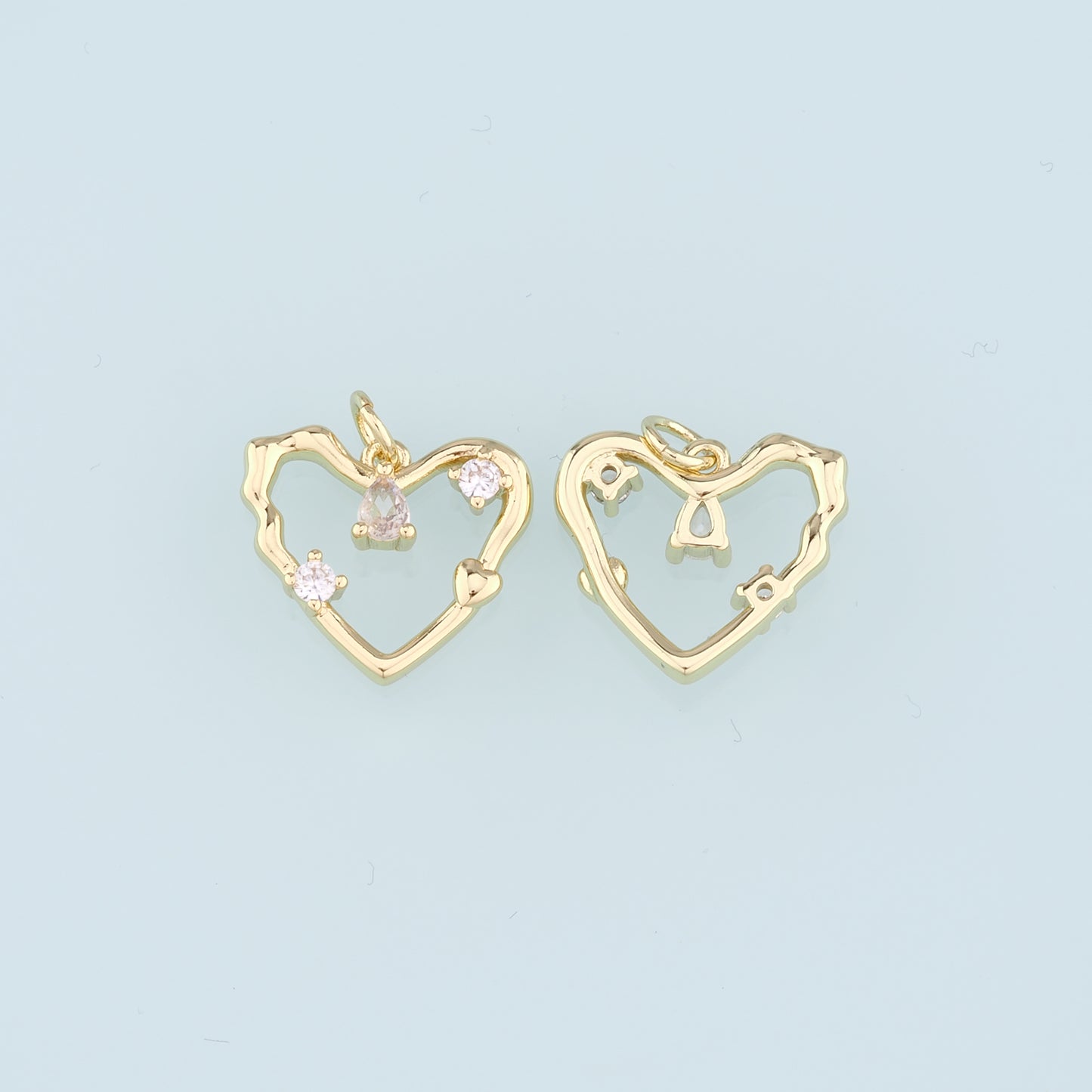 18K Gold Filled Heart Pendant,CZ Micro Pave Heart Charm Bracelet Necklace for DIY Jewelry Making Supply