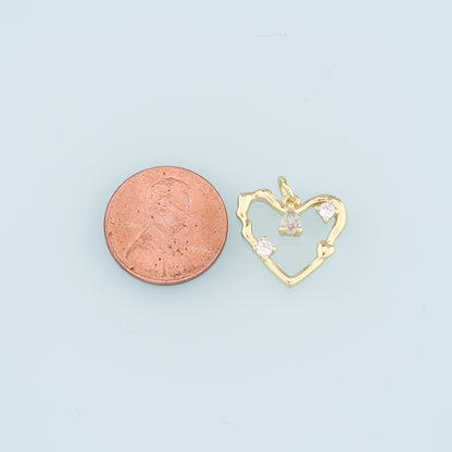 18K Gold Filled Heart Pendant,CZ Micro Pave Heart Charm Bracelet Necklace for DIY Jewelry Making Supply