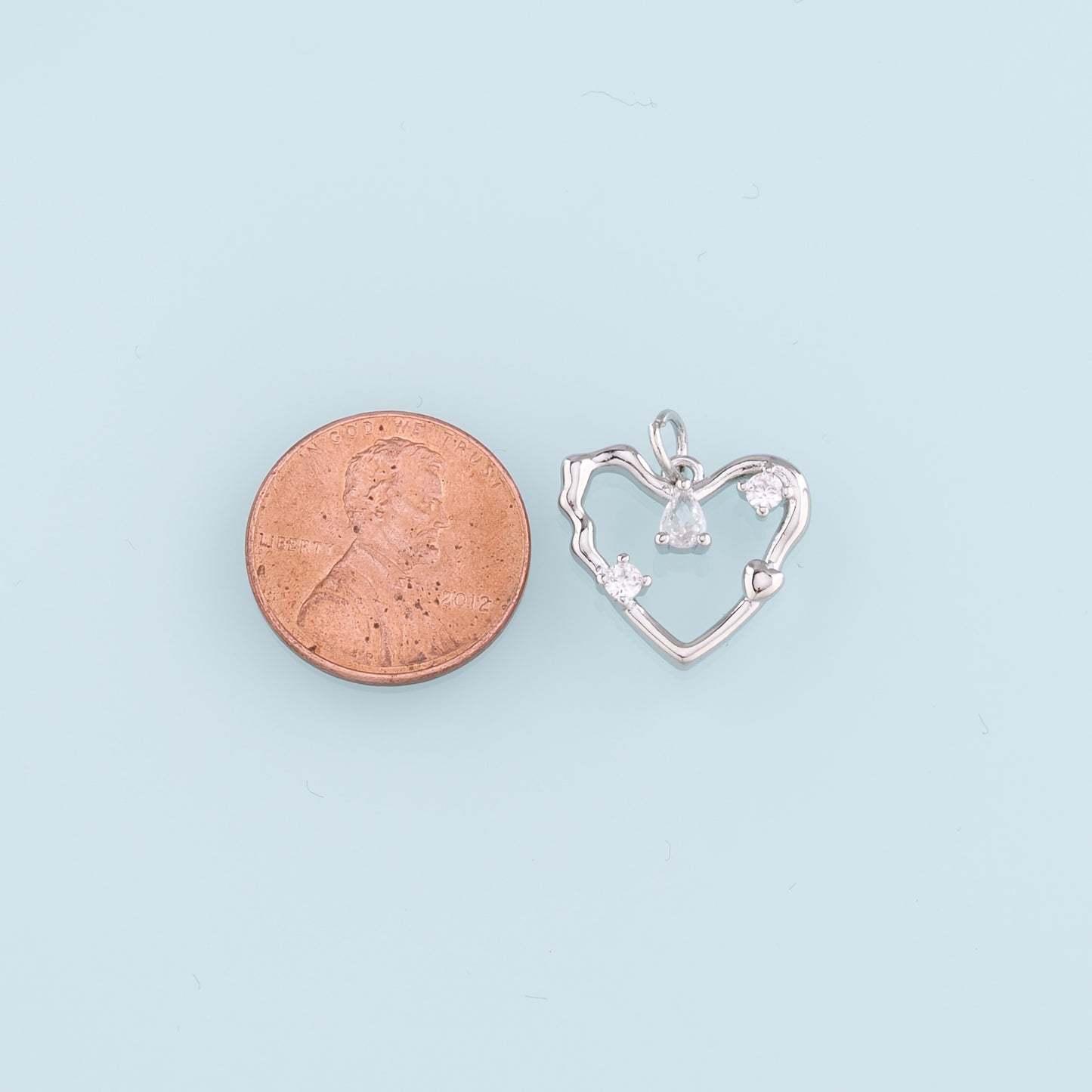 18K Gold Filled Heart Pendant,CZ Micro Pave Heart Charm Bracelet Necklace for DIY Jewelry Making Supply