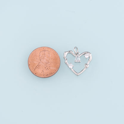 18K Gold Filled Heart Pendant,CZ Micro Pave Heart Charm Bracelet Necklace for DIY Jewelry Making Supply