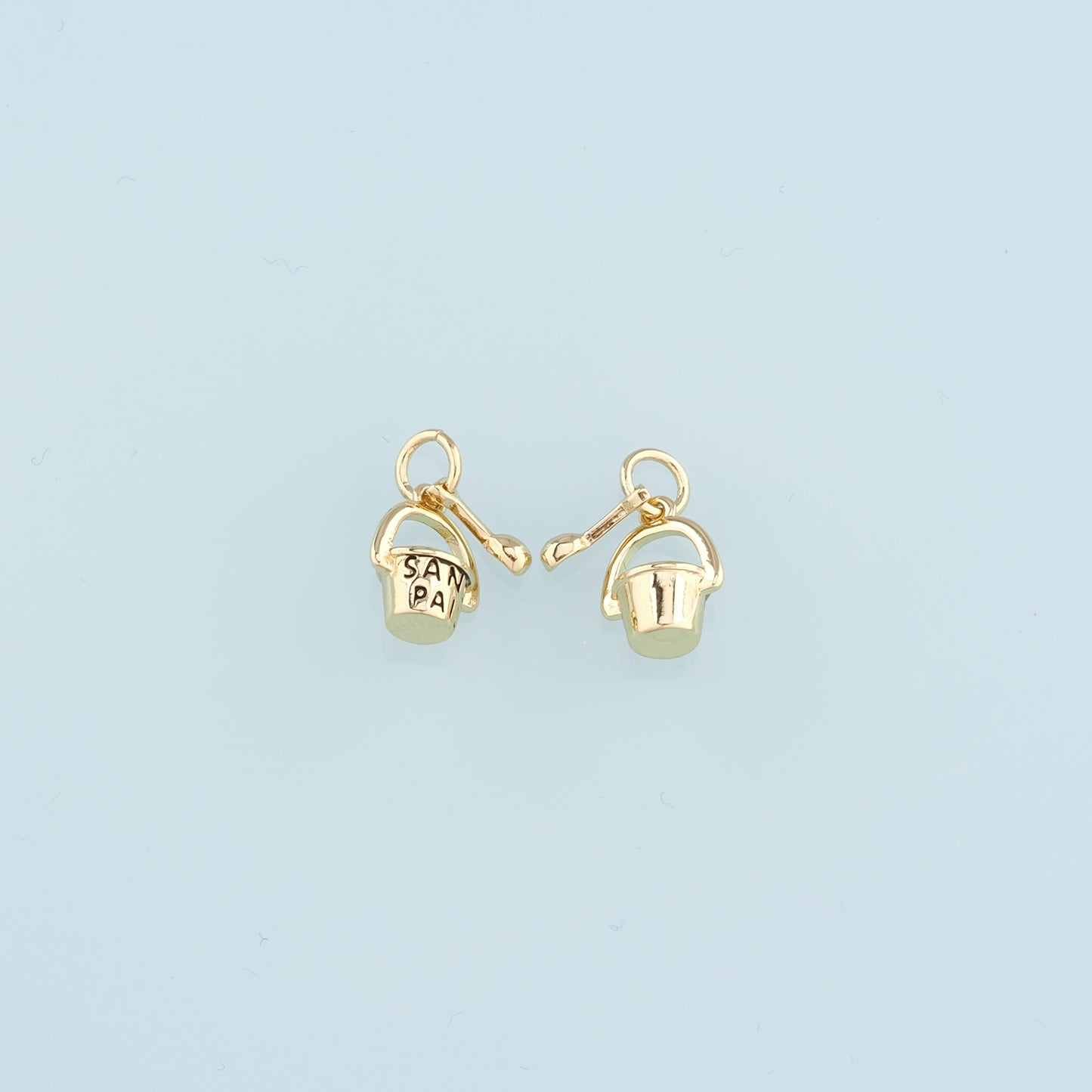 18K Gold Filled Bucket and spade Pendant,Shovel Charm Bracelet Necklace for DIY Jewelry Making Supply