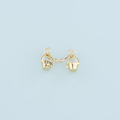 18K Gold Filled Bucket and spade Pendant,Shovel Charm Bracelet Necklace for DIY Jewelry Making Supply