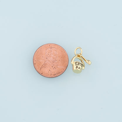 18K Gold Filled Bucket and spade Pendant,Shovel Charm Bracelet Necklace for DIY Jewelry Making Supply