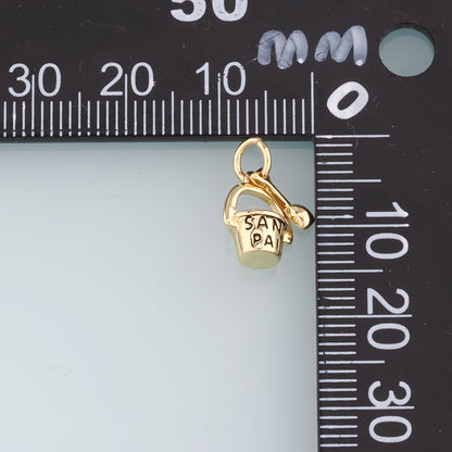18K Gold Filled Bucket and spade Pendant,Shovel Charm Bracelet Necklace for DIY Jewelry Making Supply