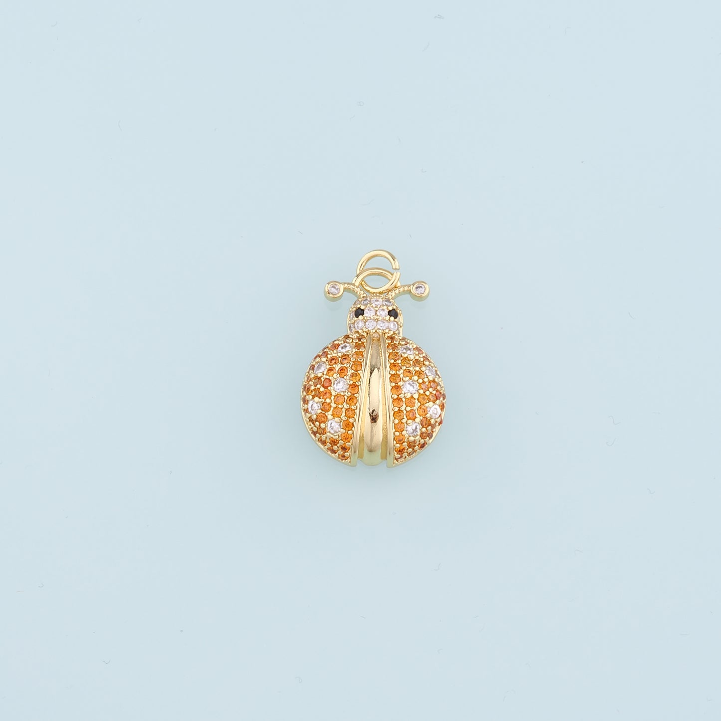 18K Gold Filled Ladybug Pendant,CZ Insect Charm Bracelet Necklace for DIY Jewelry Making Supply