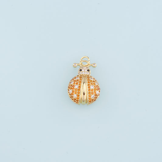 18K Gold Filled Ladybug Pendant,CZ Insect Charm Bracelet Necklace for DIY Jewelry Making Supply