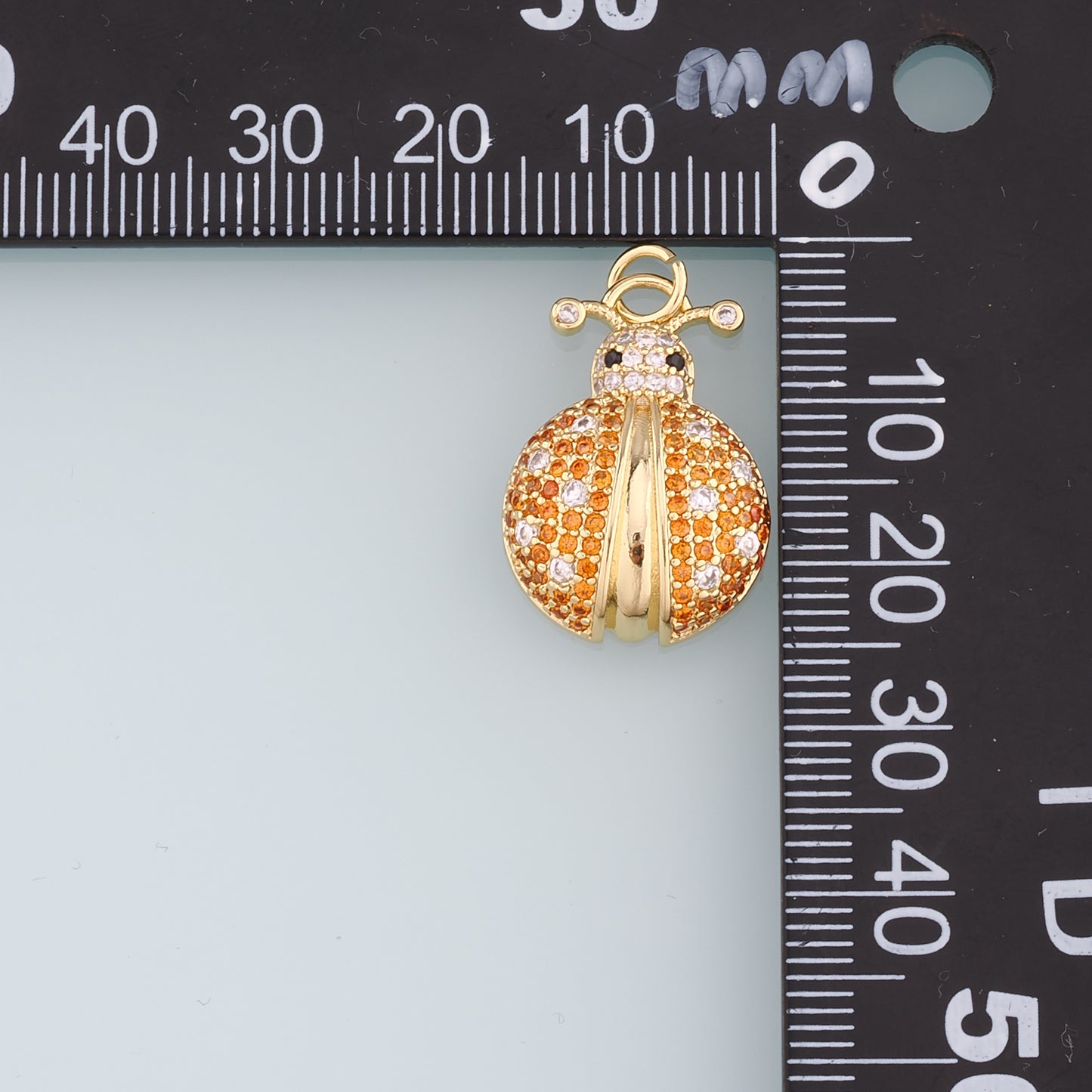 18K Gold Filled Ladybug Pendant,CZ Insect Charm Bracelet Necklace for DIY Jewelry Making Supply