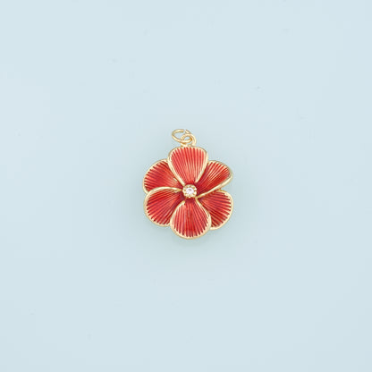 Gold Flower Charms,18K Gold Filled Flower Pendant,CZ Flower Charm Bracelet Necklace for DIY Jewelry Making Supply