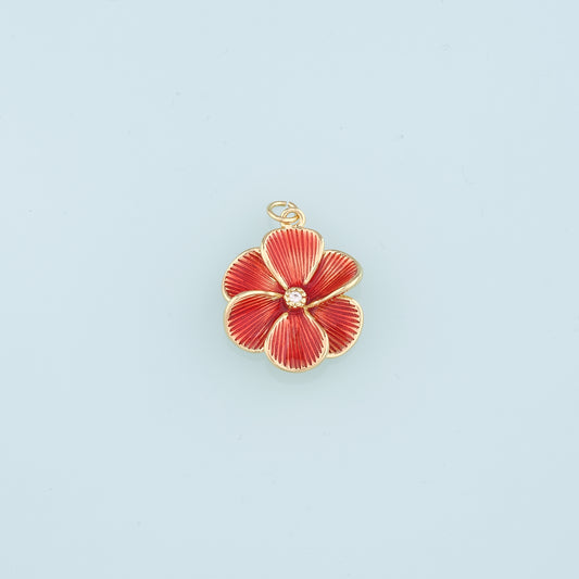 Gold Flower Charms,18K Gold Filled Flower Pendant,CZ Flower Charm Bracelet Necklace for DIY Jewelry Making Supply