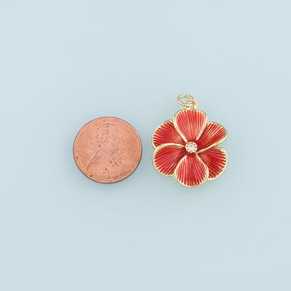 Gold Flower Charms,18K Gold Filled Flower Pendant,CZ Flower Charm Bracelet Necklace for DIY Jewelry Making Supply