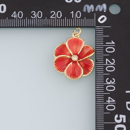 Gold Flower Charms,18K Gold Filled Flower Pendant,CZ Flower Charm Bracelet Necklace for DIY Jewelry Making Supply
