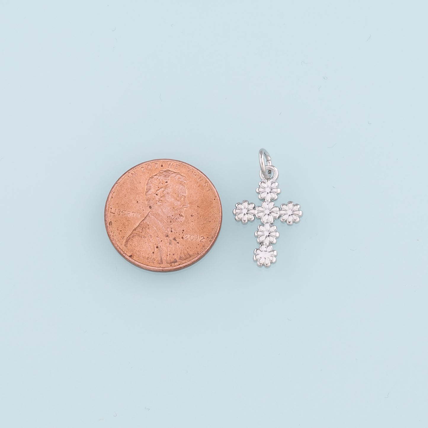 Gold Cross Charms,18K Gold Filled Cross Flower Pendant,Religion Charm Bracelet Necklace for DIY Jewelry Making Supply