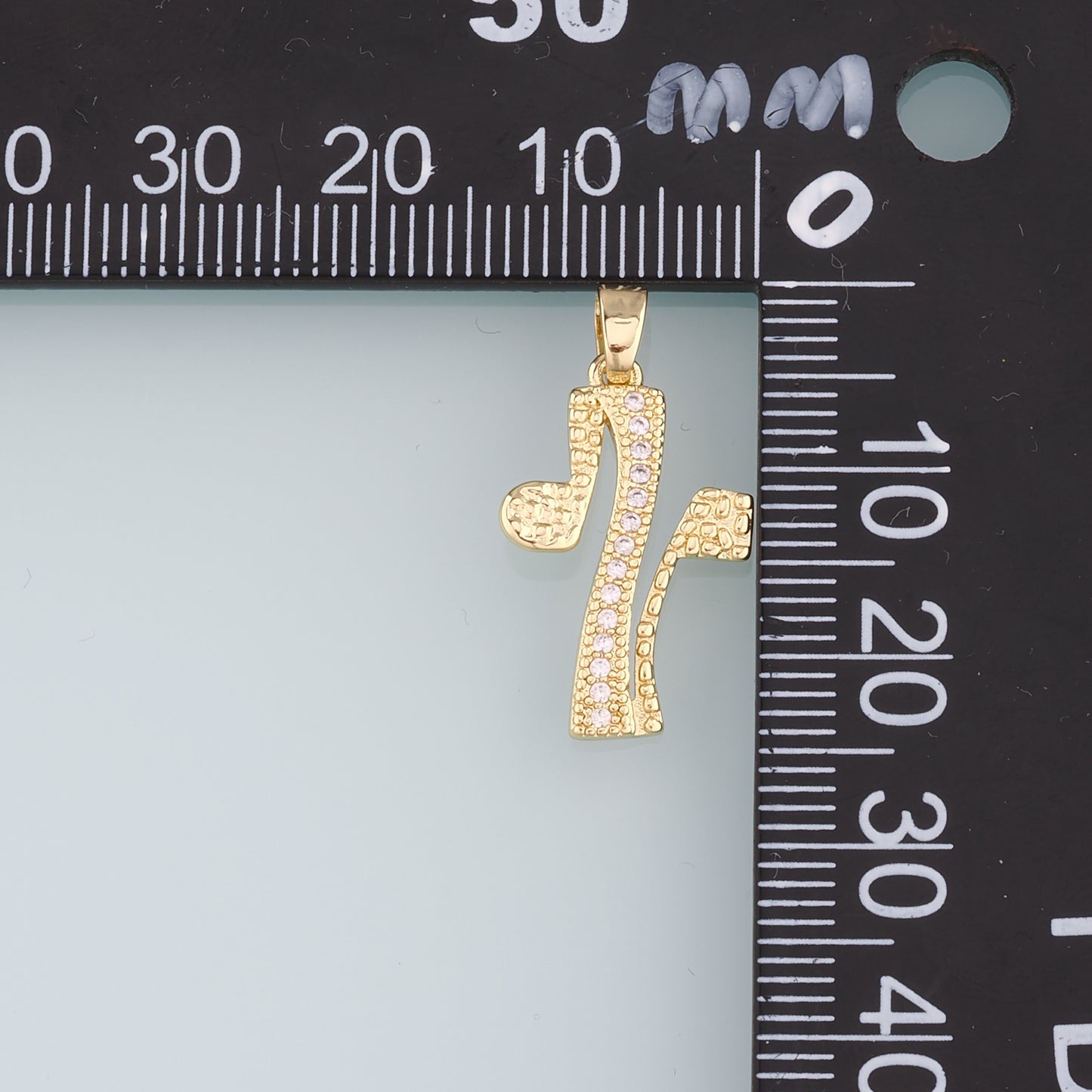 18K Gold Filled Note Pendant,CZ Micro Pave  Music Charm Bracelet Necklace for DIY Jewelry Making Supply