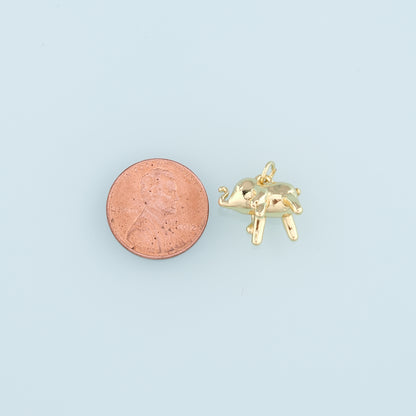 Gold Elephant Charms,18K Gold Filled Elephant Pendant,Animal Charm Bracelet Necklace for DIY Jewelry Making Supply