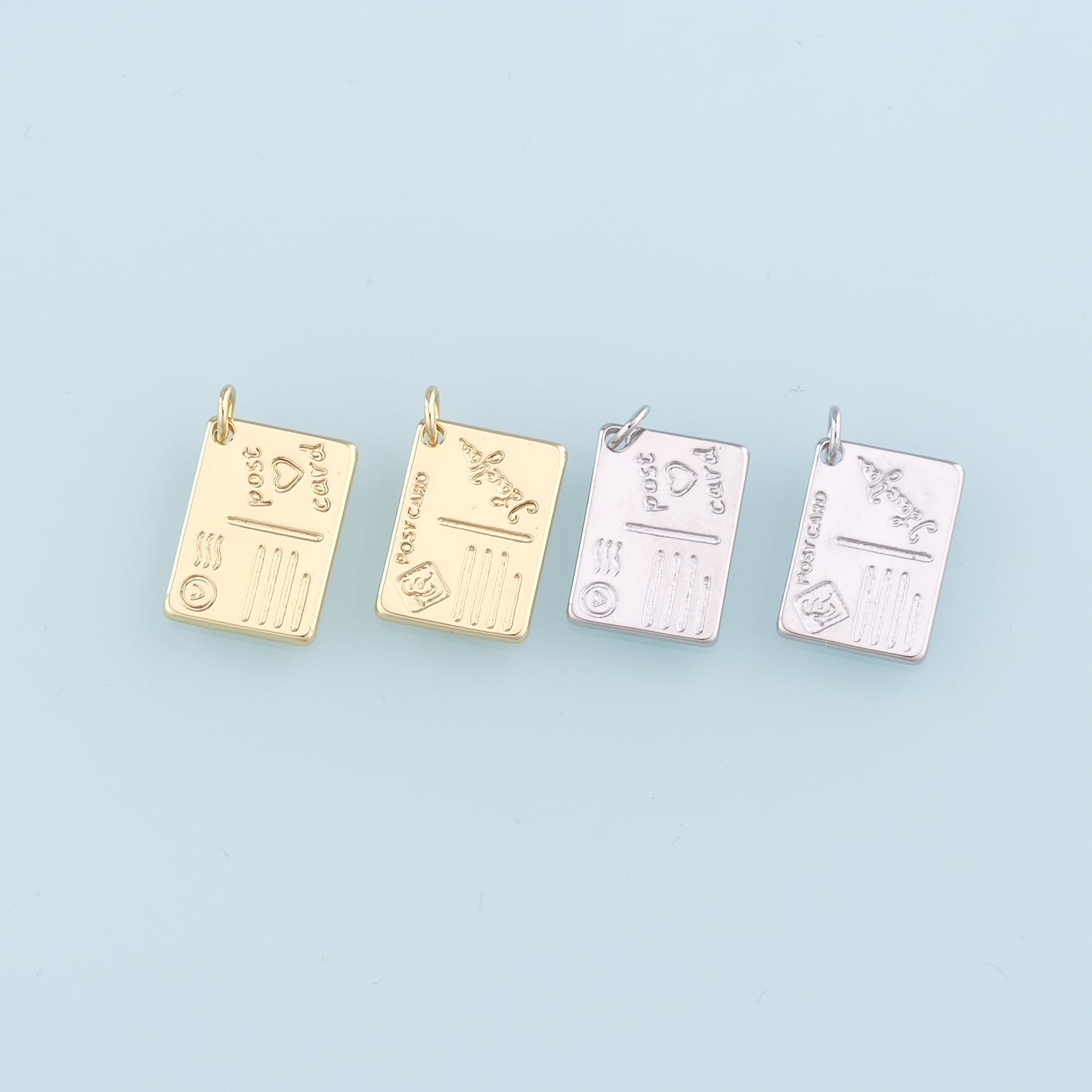 18K Gold Filled Postcard Pendant,Postcard Charm Bracelet Necklace for DIY Jewelry Making Supply