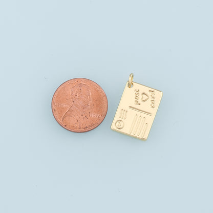 18K Gold Filled Postcard Pendant,Postcard Charm Bracelet Necklace for DIY Jewelry Making Supply