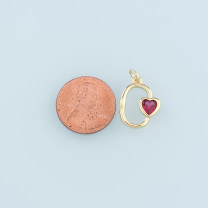 18K Gold Filled Heart Pendant,Crystal Heart Charm Bracelet Necklace for DIY Jewelry Making Supply