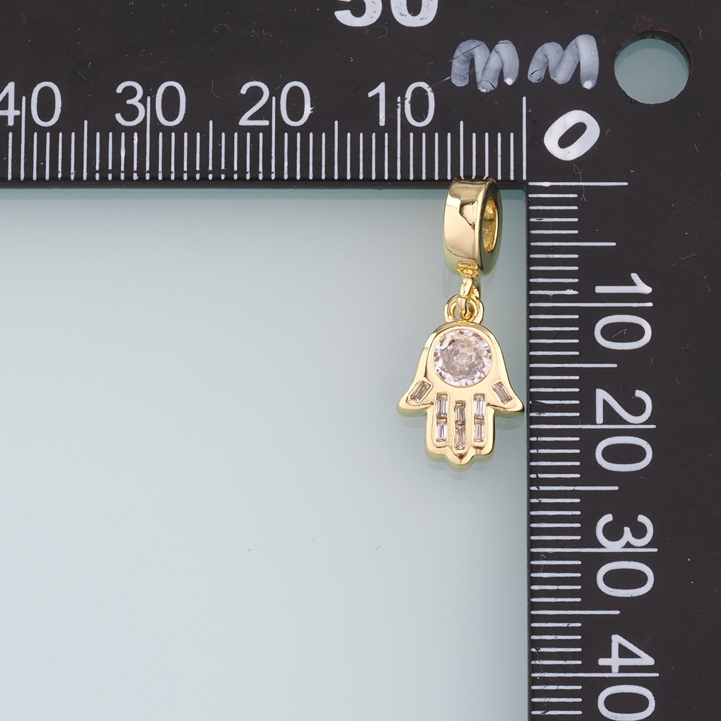18K Gold Filled Hamsa Hand Pendant,Crystal Hamsa Charm Necklace for DIY Jewelry Making Supply