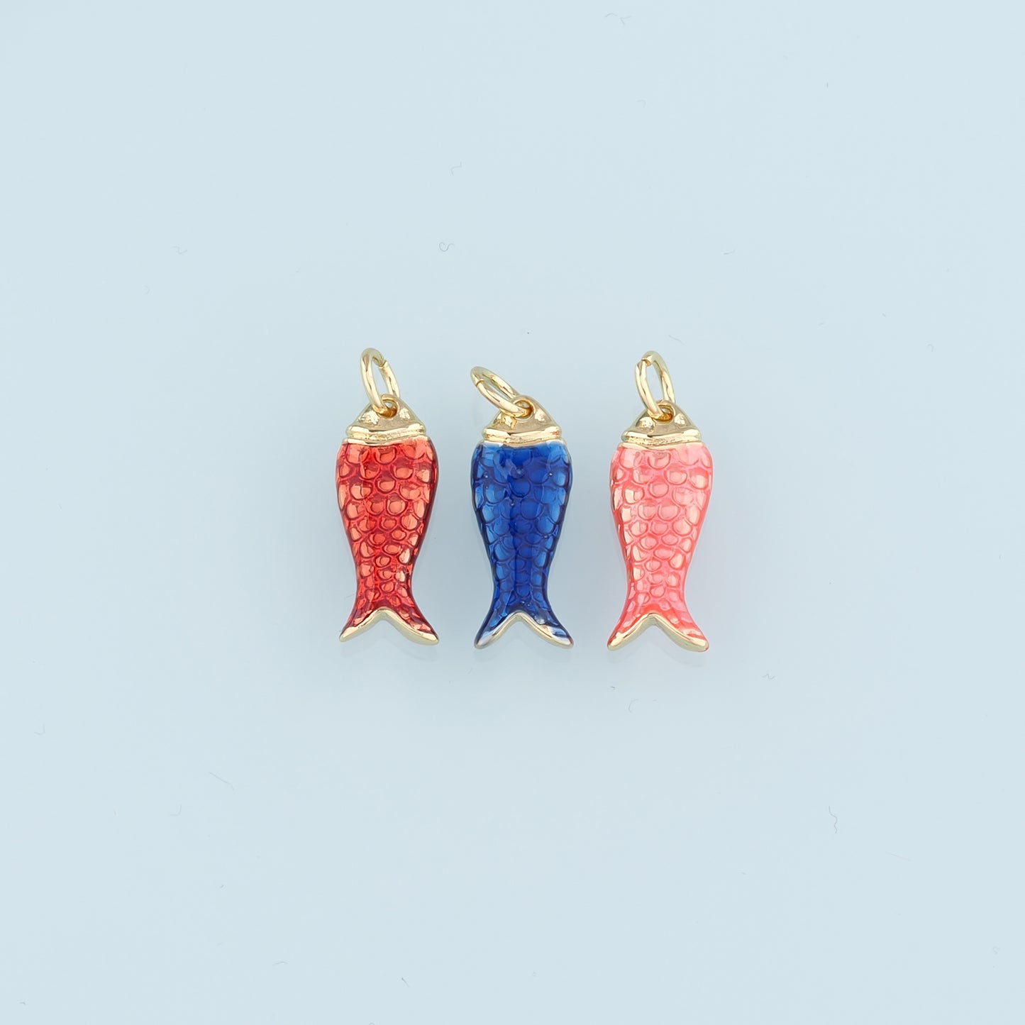 Gold Fish Charms,18K Gold Filled Enamel Fish Pendant,Cute Fish Charm Bracelet Necklace for DIY Jewelry Making Supply