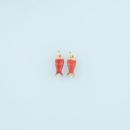 Gold Fish Charms,18K Gold Filled Enamel Fish Pendant,Cute Fish Charm Bracelet Necklace for DIY Jewelry Making Supply