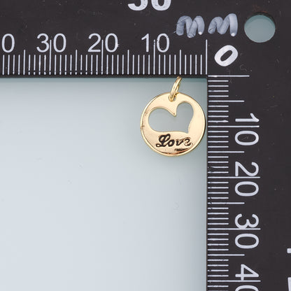 18K Gold Filled Heart Pendant,Love Charm Bracelet Necklace for DIY Jewelry Making Supply