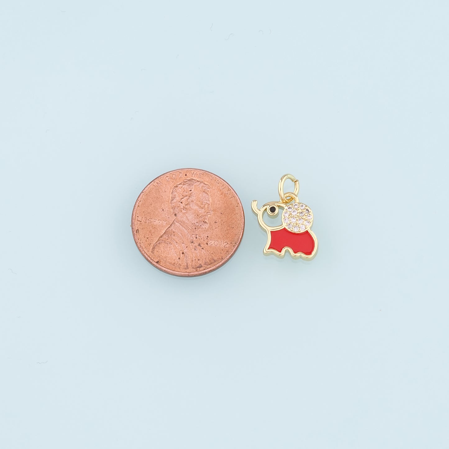 18K Gold Filled Enamel Elephant Pendant,CZ Animal Charm Bracelet Necklace for DIY Jewelry Making Supply