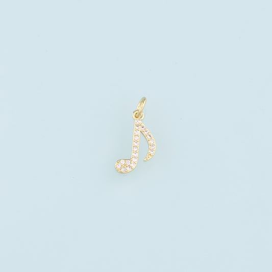 Gold Music Charms,18K Gold Filled Music Pendant,CZ Micro Pave Note Charm Bracelet Necklace for DIY Jewelry Making Supply