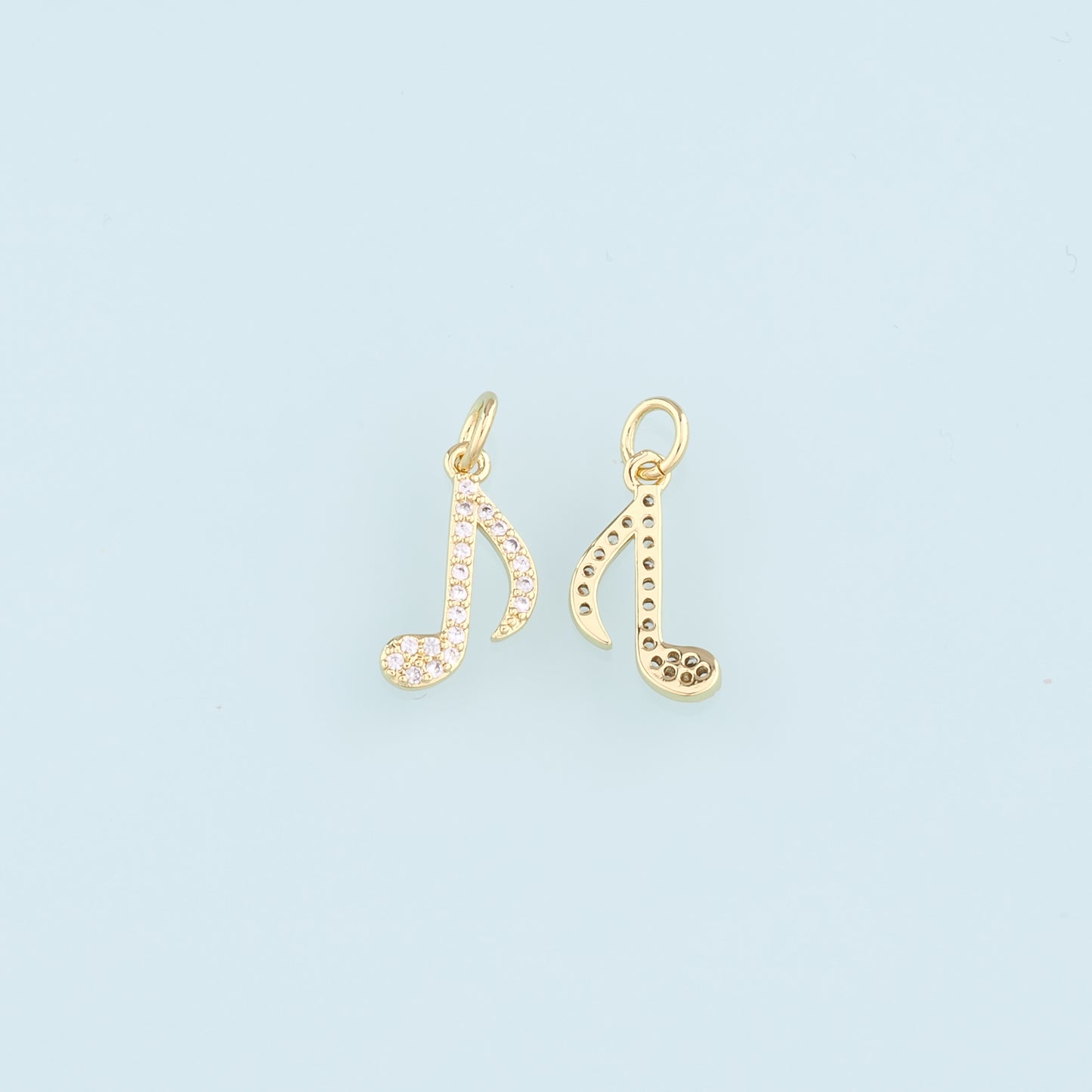 Gold Music Charms,18K Gold Filled Music Pendant,CZ Micro Pave Note Charm Bracelet Necklace for DIY Jewelry Making Supply
