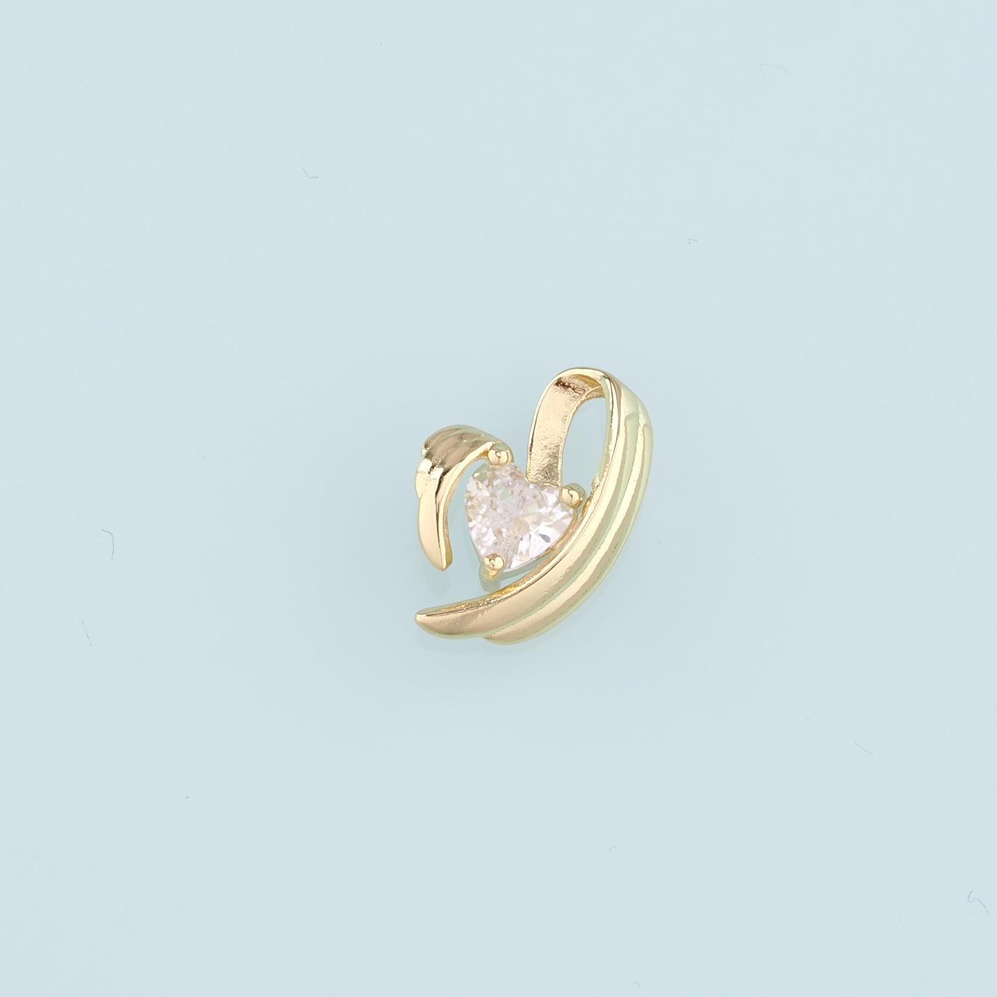 18K Gold Filled Heart Pendant,Crystal Heart Charm Bracelet Necklace for DIY Jewelry Making Supply