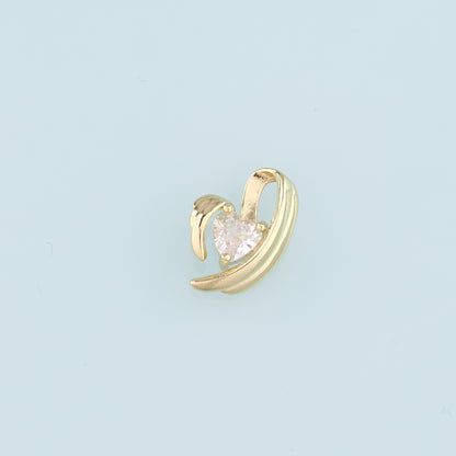 18K Gold Filled Heart Pendant,Crystal Heart Charm Bracelet Necklace for DIY Jewelry Making Supply