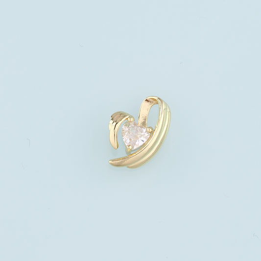 18K Gold Filled Heart Pendant,Crystal Heart Charm Bracelet Necklace for DIY Jewelry Making Supply