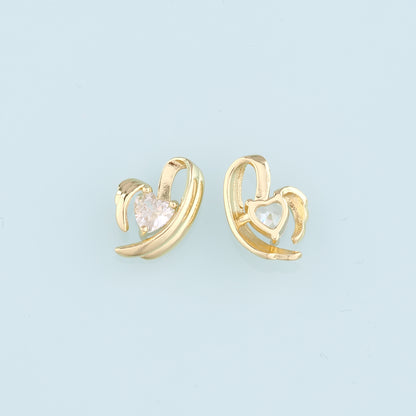 18K Gold Filled Heart Pendant,Crystal Heart Charm Bracelet Necklace for DIY Jewelry Making Supply
