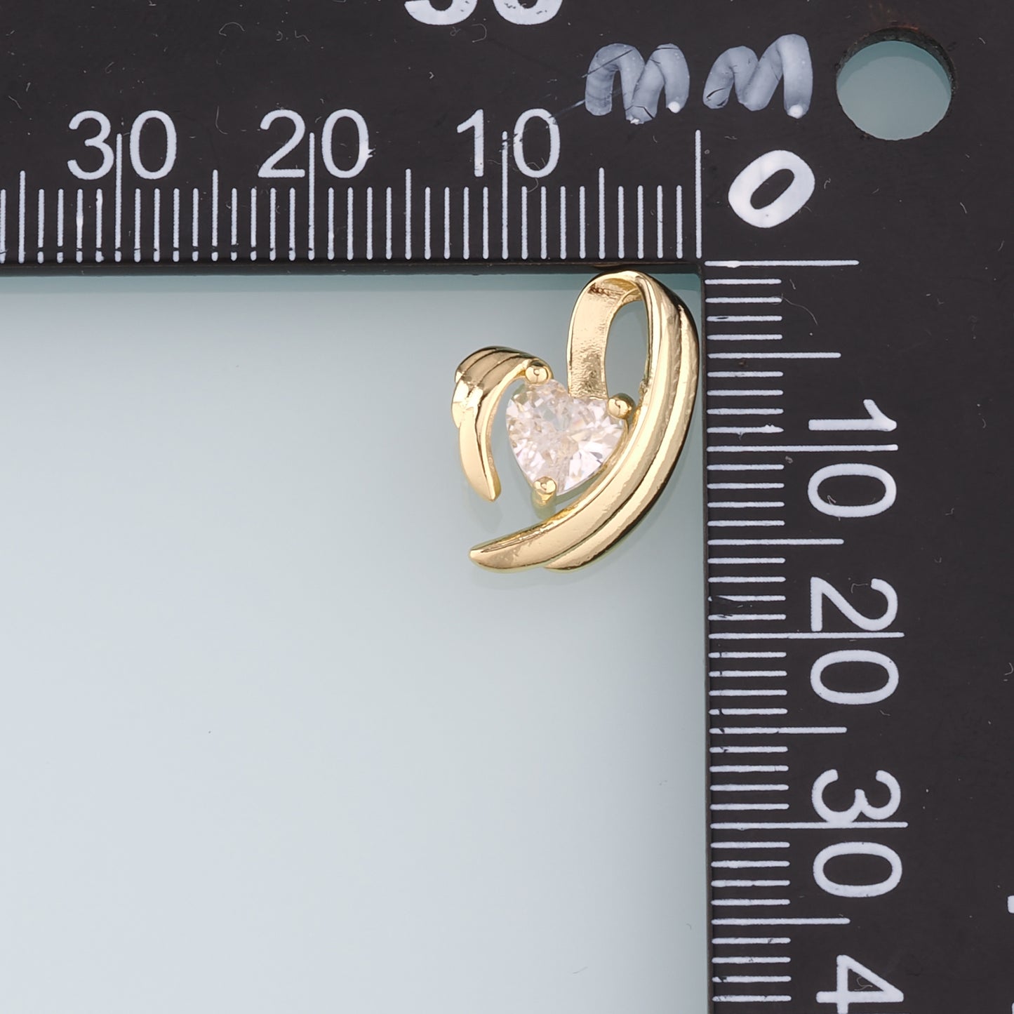 18K Gold Filled Heart Pendant,Crystal Heart Charm Bracelet Necklace for DIY Jewelry Making Supply