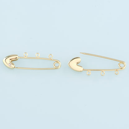 18K Gold Filled Paper Clip Pendant,CZ Paper Clip Charm Bracelet Necklace for DIY Jewelry Making Supply