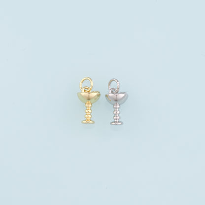 18K Gold Filled Pearl Wine Glass Pendant,Wine Glass Charm Bracelet Necklace for DIY Jewelry Making Supply