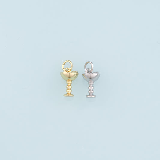 18K Gold Filled Pearl Wine Glass Pendant,Wine Glass Charm Bracelet Necklace for DIY Jewelry Making Supply