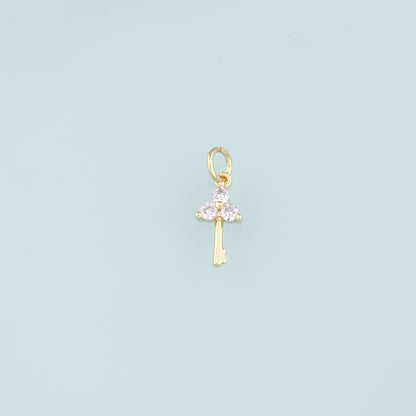 18K Gold Filled Key Pendant,CZ Key Charm Bracelet Necklace for DIY Jewelry Making Supply