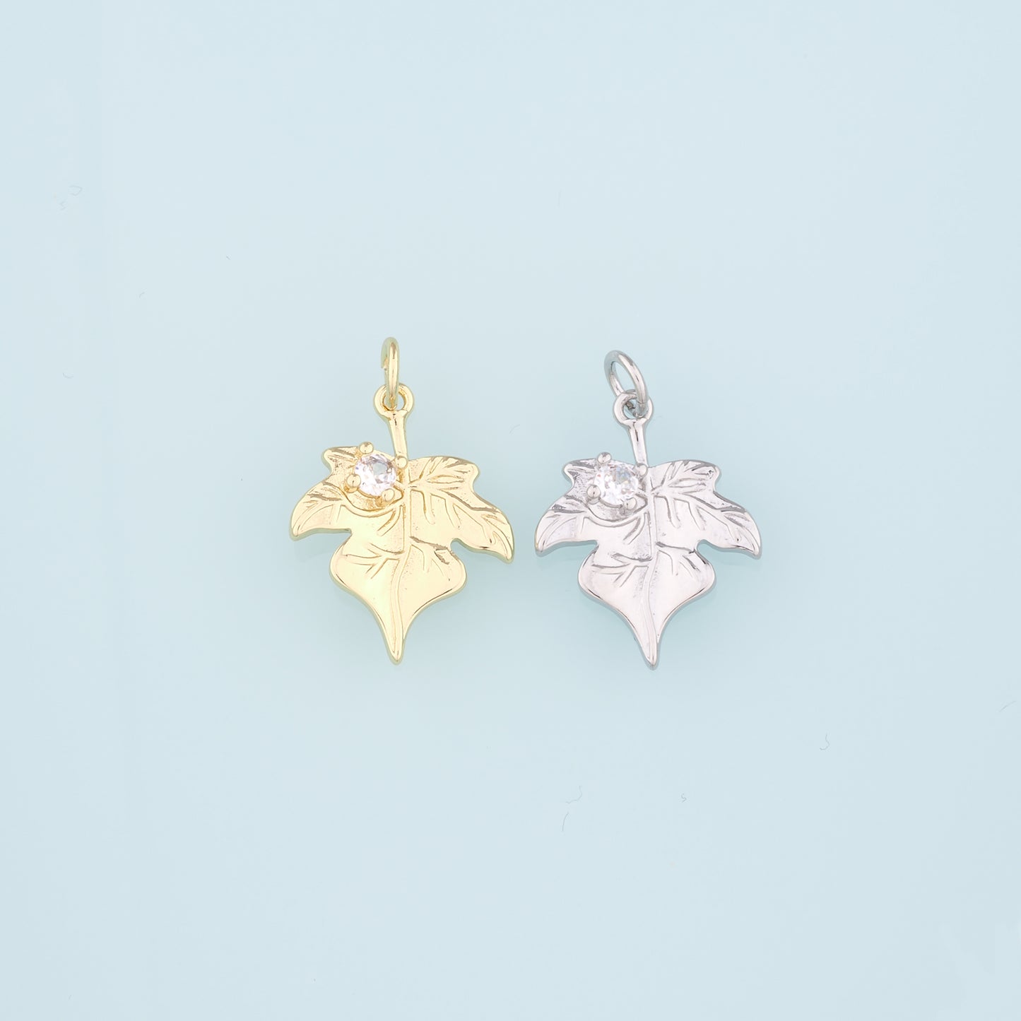 Gold Maple Leaf Charms,18K Gold Filled Maple Leaf Pendant,CZ Maple Leaf Charm Bracelet Necklace for DIY Jewelry Making Supply