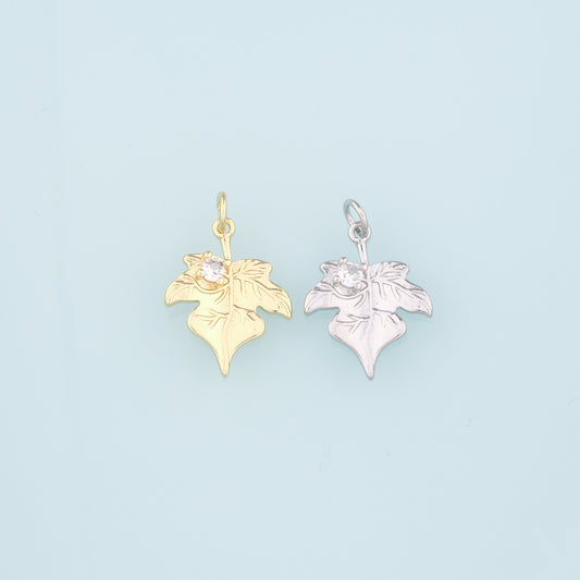 Gold Maple Leaf Charms,18K Gold Filled Maple Leaf Pendant,CZ Maple Leaf Charm Bracelet Necklace for DIY Jewelry Making Supply