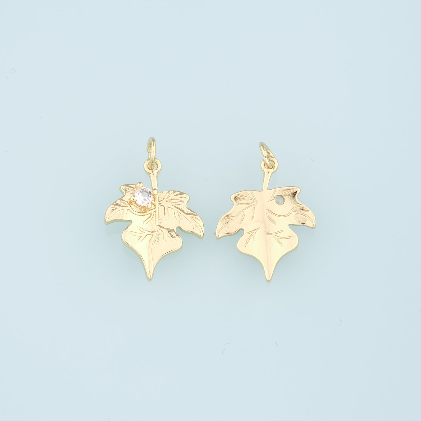 Gold Maple Leaf Charms,18K Gold Filled Maple Leaf Pendant,CZ Maple Leaf Charm Bracelet Necklace for DIY Jewelry Making Supply