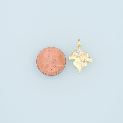 Gold Maple Leaf Charms,18K Gold Filled Maple Leaf Pendant,CZ Maple Leaf Charm Bracelet Necklace for DIY Jewelry Making Supply