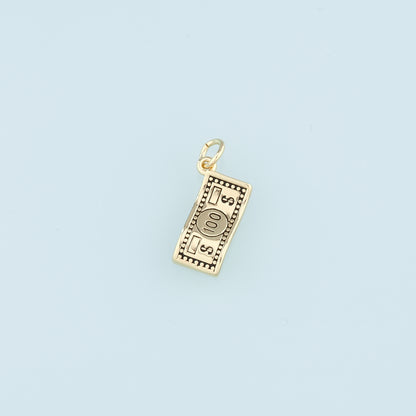 Gold Dollar Charms,18K Gold Filled Money Pendant,Dollar Charm Bracelet Necklace for DIY Jewelry Making Supply