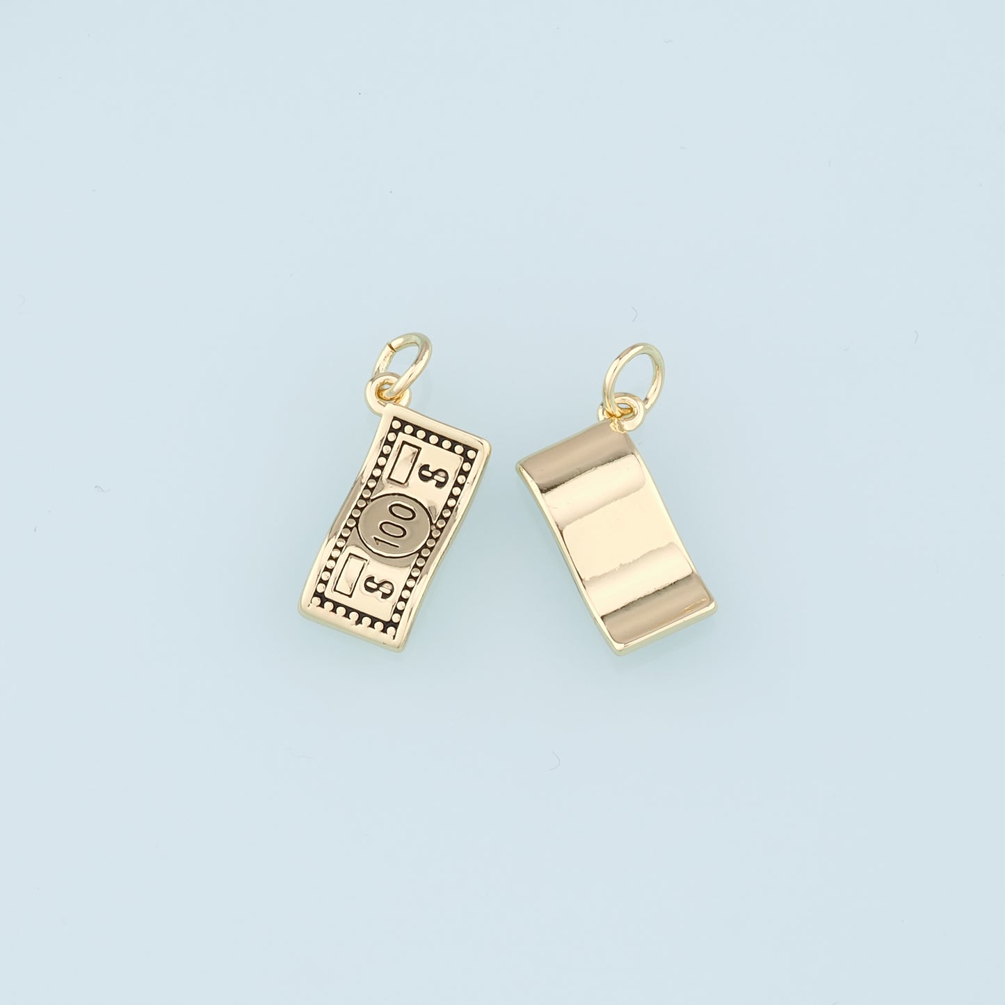Gold Dollar Charms,18K Gold Filled Money Pendant,Dollar Charm Bracelet Necklace for DIY Jewelry Making Supply