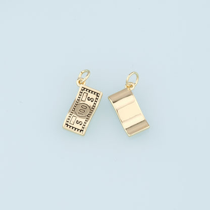 Gold Dollar Charms,18K Gold Filled Money Pendant,Dollar Charm Bracelet Necklace for DIY Jewelry Making Supply