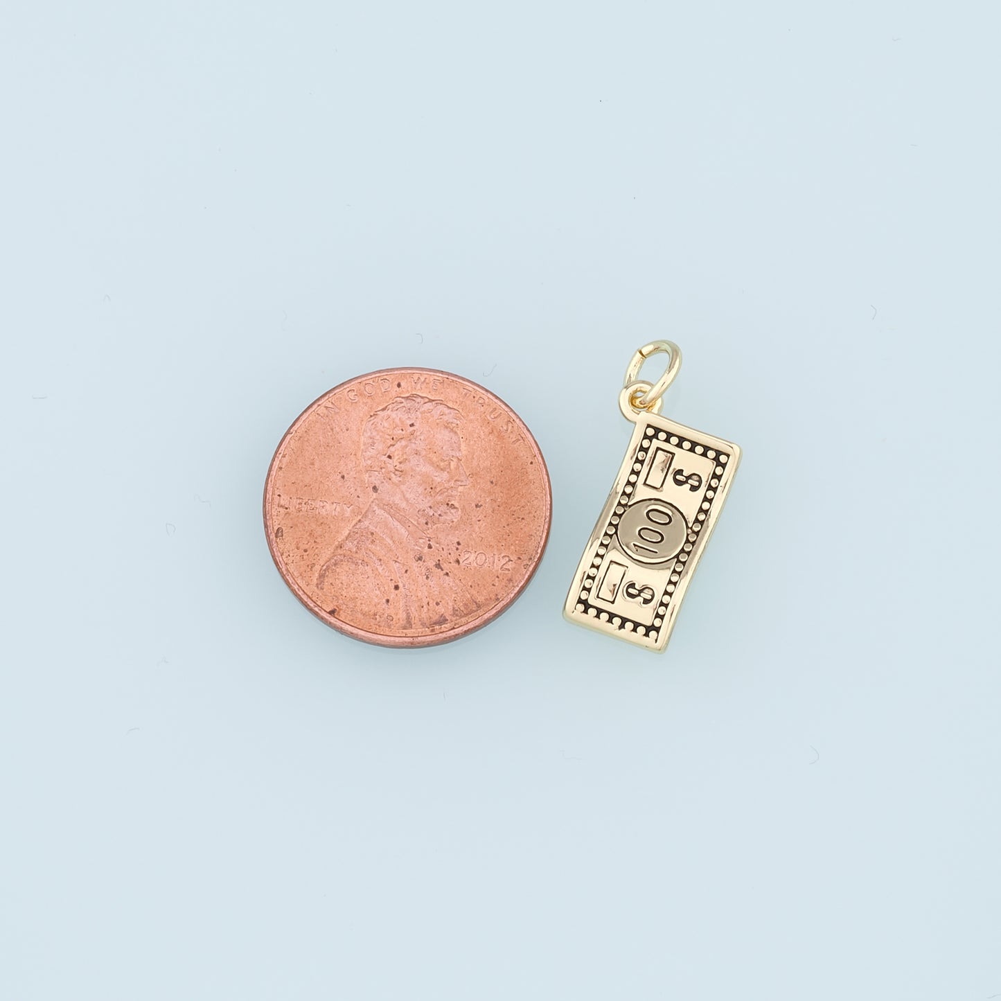 Gold Dollar Charms,18K Gold Filled Money Pendant,Dollar Charm Bracelet Necklace for DIY Jewelry Making Supply