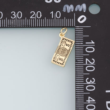 Gold Dollar Charms,18K Gold Filled Money Pendant,Dollar Charm Bracelet Necklace for DIY Jewelry Making Supply