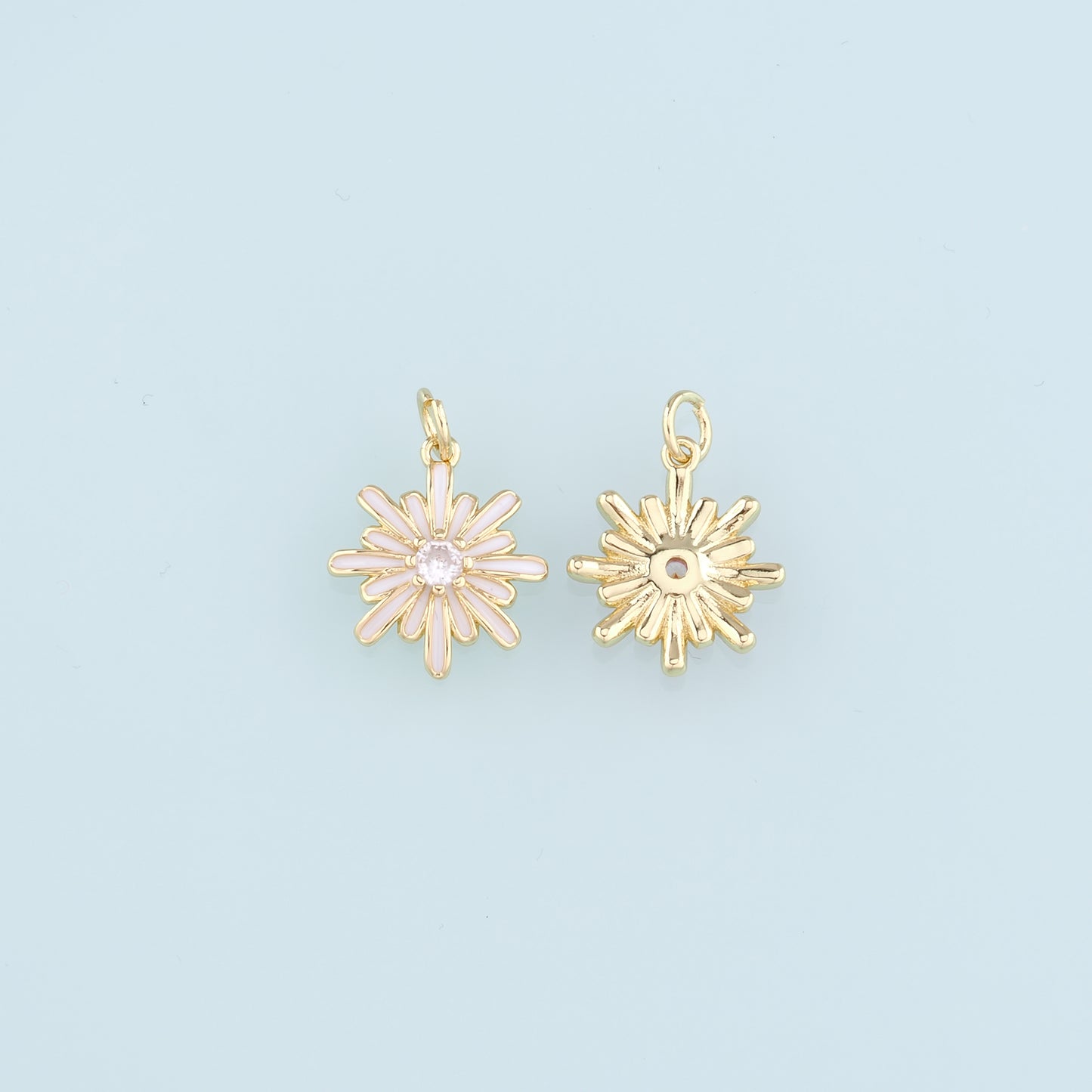 Gold Flower Charms,18K Gold Filled Flower Pendant,Enamel Flower Charm Bracelet Necklace for DIY Jewelry Making Supply