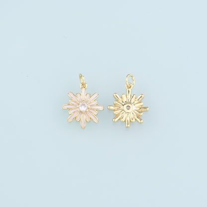 Gold Flower Charms,18K Gold Filled Flower Pendant,Enamel Flower Charm Bracelet Necklace for DIY Jewelry Making Supply