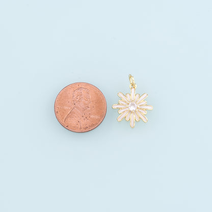 Gold Flower Charms,18K Gold Filled Flower Pendant,Enamel Flower Charm Bracelet Necklace for DIY Jewelry Making Supply